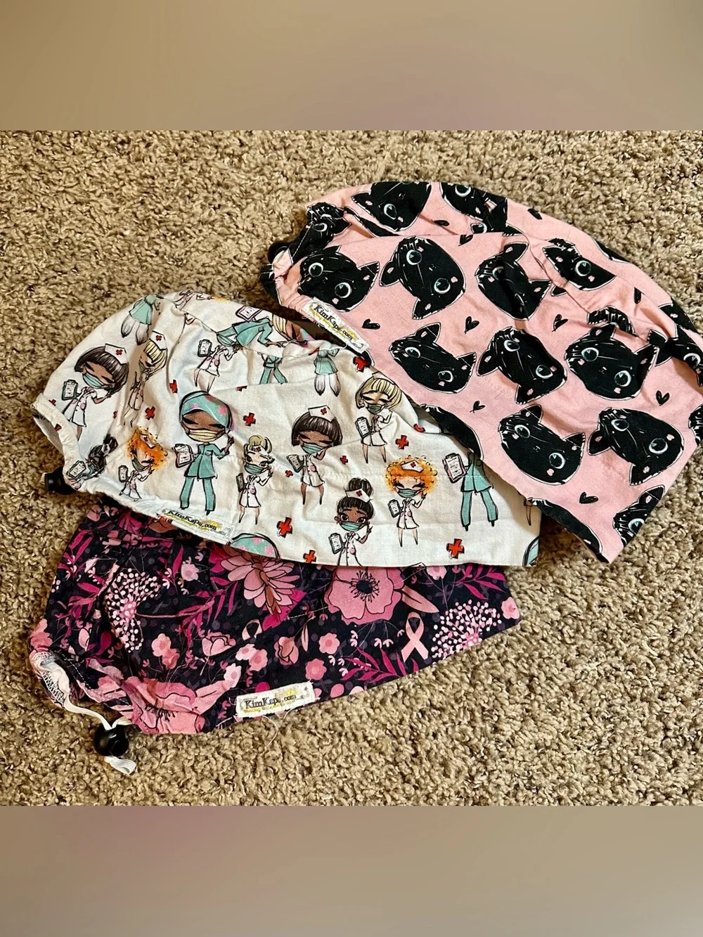 KimKaps scrub caps lot of 3